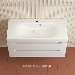 Style Line Тумба с кварцевой раковиной жасмин Остин 100 подвесная белая матовая – фотография-2